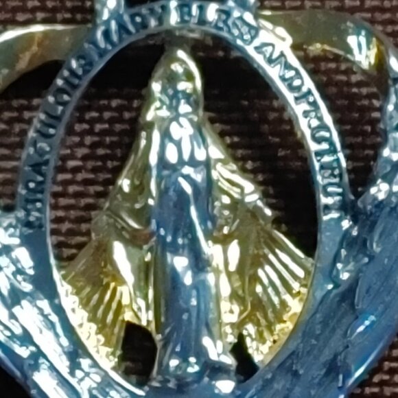 Catholic Miraculous Mary Bless And Protect Pendant Gold Tone Silver Tone - Picture 4 of 6